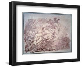Minerve Tears a Young Prince from the Volupte Sanguine by Jean Honore Fragonard (1732-1806) 1774 Be-Jean-Honore Fragonard-Framed Giclee Print