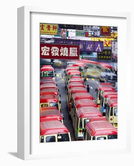 Mini-Buses Parked on Fa Yuen Street, Mong Kok, Kowloon, Hong Kong, China-Ian Trower-Framed Photographic Print
