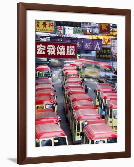 Mini-Buses Parked on Fa Yuen Street, Mong Kok, Kowloon, Hong Kong, China-Ian Trower-Framed Photographic Print