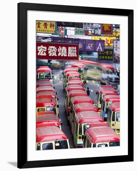 Mini-Buses Parked on Fa Yuen Street, Mong Kok, Kowloon, Hong Kong, China-Ian Trower-Framed Photographic Print