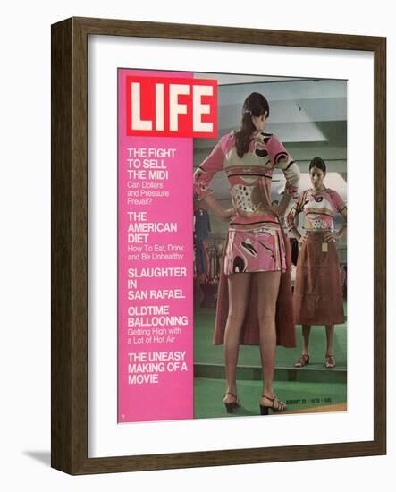 Mini Skirted Woman Shopping for Midi Skirt, August 21, 1970-John Dominis-Framed Photographic Print