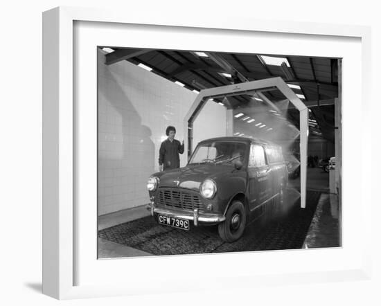 Mini Van Being Washed in a Car Wash, Co-Op Garage, Scunthorpe, Lincolnshire, 1965-Michael Walters-Framed Photographic Print