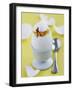 Miniature Footballer Taking the Lid off a Boiled Egg-Martina Schindler-Framed Premium Photographic Print