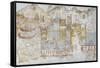 Miniature Fresco Depicting a Naval Fleet Leaving Dock, from the West House of Thera or Santorini-null-Framed Stretched Canvas