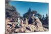 Miniature Hikers with Backpacks-Kirill_M-Mounted Photographic Print