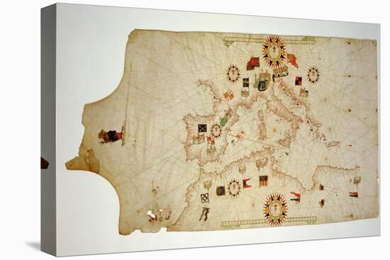 Miniature Nautical Map of the Central Mediterranean, 1560-Matteo Prunes-Stretched Canvas