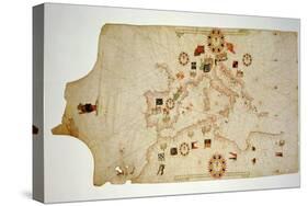 Miniature Nautical Map of the Central Mediterranean, 1560-Matteo Prunes-Stretched Canvas