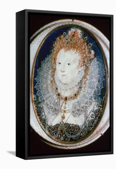 Miniature portrait of Queen Elizabeth I, 16th century-Nicholas Hilliard-Framed Stretched Canvas