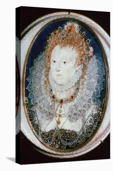 Miniature portrait of Queen Elizabeth I, 16th century-Nicholas Hilliard-Stretched Canvas