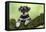 Miniature Schnauzer Puppy (6 Weeks Old) on a Mossy Log-null-Framed Stretched Canvas