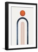 Minimalist Mid Century Orange Navy 1-Urban Epiphany-Framed Art Print