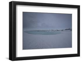 Minimalistic Landscape on Iceland with Snow and Blue Lake-Niki Haselwanter-Framed Photographic Print