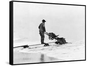 Mining on Beach at Nome, Alaska Photograph - Nome, AK-Lantern Press-Framed Stretched Canvas