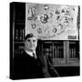 Minister of Health Aneurin Bevan, Sitting Beneath "National Health Service" Poster-null-Stretched Canvas