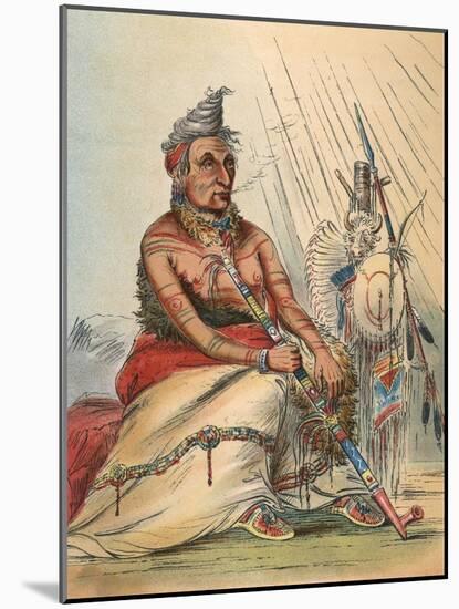 Minitaree Chief-George Catlin-Mounted Art Print