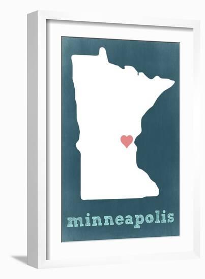 Minneapolis, Minnesota - Chalkboard-Lantern Press-Framed Art Print