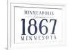 Minneapolis, Minnesota - Established Date (Blue)-Lantern Press-Framed Art Print