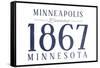 Minneapolis, Minnesota - Established Date (Blue)-Lantern Press-Framed Stretched Canvas