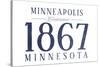 Minneapolis, Minnesota - Established Date (Blue)-Lantern Press-Stretched Canvas