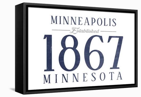 Minneapolis, Minnesota - Established Date (Blue)-Lantern Press-Framed Stretched Canvas