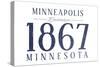 Minneapolis, Minnesota - Established Date (Blue)-Lantern Press-Stretched Canvas