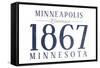 Minneapolis, Minnesota - Established Date (Blue)-Lantern Press-Framed Stretched Canvas