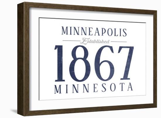 Minneapolis, Minnesota - Established Date (Blue)-Lantern Press-Framed Art Print