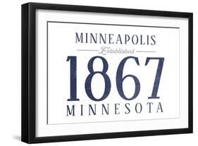 Minneapolis, Minnesota - Established Date (Blue)-Lantern Press-Framed Art Print