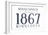 Minneapolis, Minnesota - Established Date (Blue)-Lantern Press-Framed Art Print