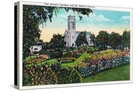 Minneapolis, Minnesota - Exterior View of St. Mark's Church from the Armory Gardens-Lantern Press-Stretched Canvas