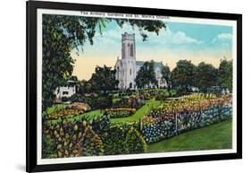 Minneapolis, Minnesota - Exterior View of St. Mark's Church from the Armory Gardens-Lantern Press-Framed Art Print