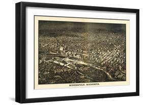 Minneapolis, Minnesota - Panoramic Map-Lantern Press-Framed Art Print