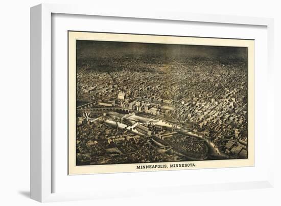 Minneapolis, Minnesota - Panoramic Map-Lantern Press-Framed Art Print