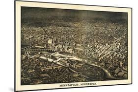 Minneapolis, Minnesota - Panoramic Map-Lantern Press-Mounted Art Print