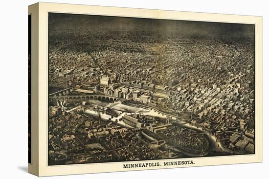 Minneapolis, Minnesota - Panoramic Map-Lantern Press-Stretched Canvas