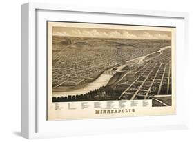 Minneapolis, Minnesota - Panoramic Map-Lantern Press-Framed Art Print