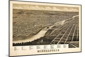 Minneapolis, Minnesota - Panoramic Map-Lantern Press-Mounted Art Print