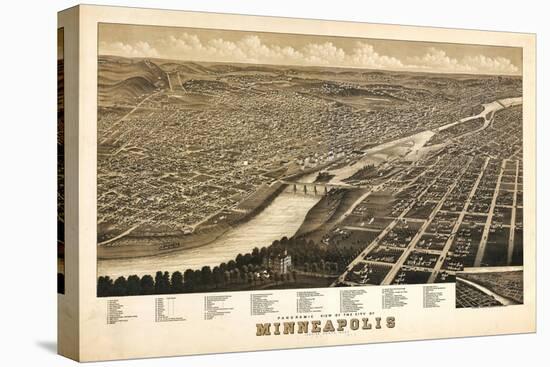 Minneapolis, Minnesota - Panoramic Map-Lantern Press-Stretched Canvas