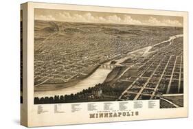 Minneapolis, Minnesota - Panoramic Map-Lantern Press-Stretched Canvas