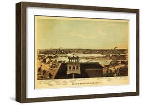 Minneapolis, Minnesota - Panoramic Map-Lantern Press-Framed Art Print