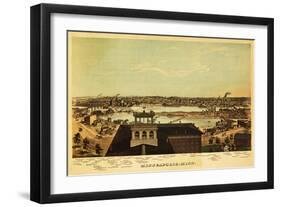 Minneapolis, Minnesota - Panoramic Map-Lantern Press-Framed Art Print