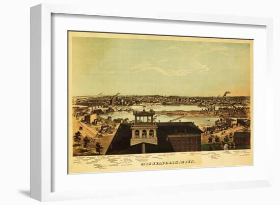 Minneapolis, Minnesota - Panoramic Map-Lantern Press-Framed Art Print