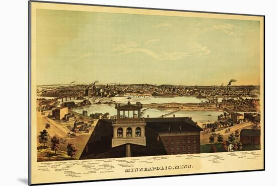 Minneapolis, Minnesota - Panoramic Map-Lantern Press-Mounted Art Print