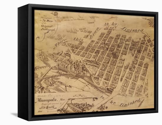 Minneapolis, Minnesota - Panoramic Map-Lantern Press-Framed Stretched Canvas