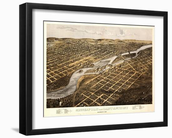 Minneapolis, Minnesota - Panoramic Map-Lantern Press-Framed Art Print