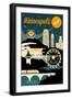 Minneapolis, Minnesota - Retro Skyline - Lantern Press Artwork-Lantern Press-Framed Art Print