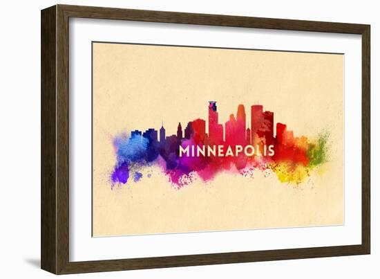 Minneapolis, Minnesota - Skyline Abstract-Lantern Press-Framed Art Print