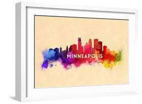 Minneapolis, Minnesota - Skyline Abstract-Lantern Press-Framed Art Print