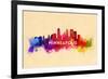 Minneapolis, Minnesota - Skyline Abstract-Lantern Press-Framed Premium Giclee Print