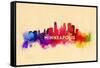 Minneapolis, Minnesota - Skyline Abstract-Lantern Press-Framed Stretched Canvas